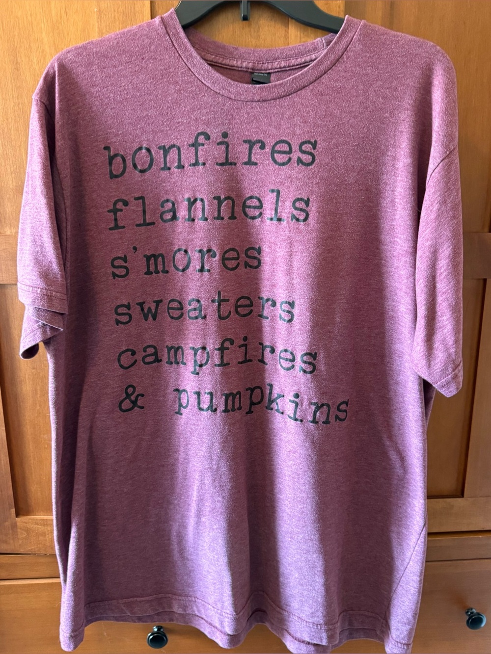 "Bonfires Flannels S'mores" Fall Graphic T-Shirt | Tultex Size XL Heather Mauve